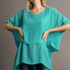 Umgee Full Size Cuffed Half Sleeve Layered Top Plus Size - Turquoise