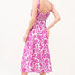 And The Why Square Neck Belted Floral Printed Midi Dress - Farnelli