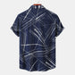 Men's Plus Size Abstract Lines Print Short Sleeve Button-Up Shirt - Farnelli