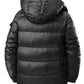 Men's Full Size Hooded Puffer Jacket with Side Zipper Pockets Plus Size - Farnelli