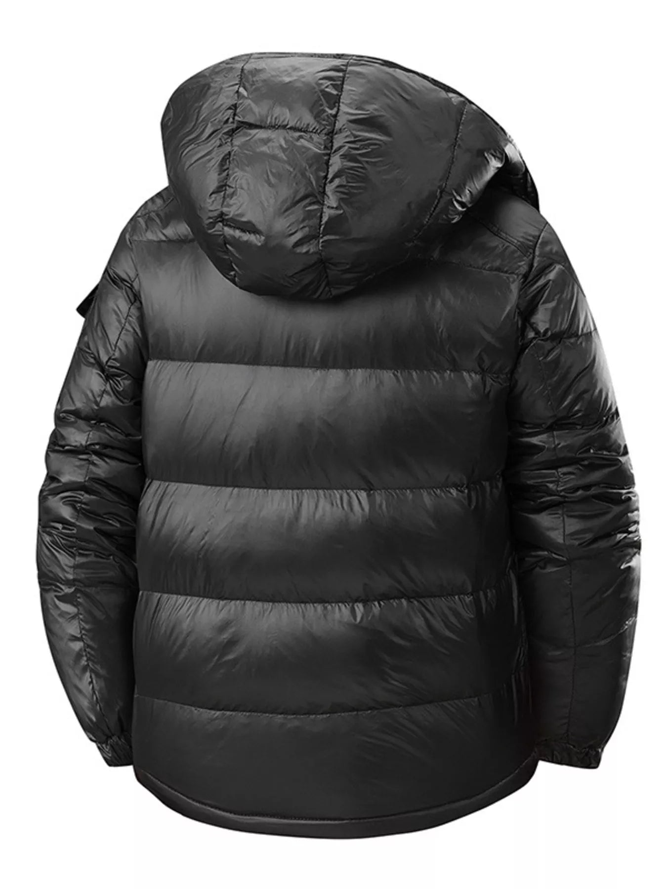 Men's Full Size Hooded Puffer Jacket with Side Zipper Pockets Plus Size - Farnelli