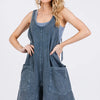 Mittoshop Low Scoop Neck Tank Washed French Terry Romper - NAVY