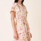 Mittoshop Flower Print Flutter Sleeve V Slit Maxi Dress - Farnelli