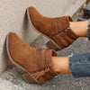 Tassel Point Toe Block Heels Boots - Brown