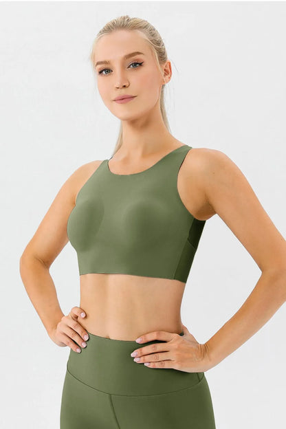 Round Neck Wide Strap Active Bra - Farnelli