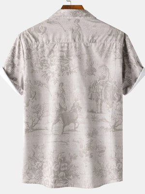 Men's Vintage Print Short Sleeve Casual Shirt - Farnelli