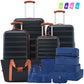 HouseOfZazla 4-piece hardshell luggage set with TSA locks and spinner wheels in multiple colors