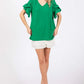 GeeGee Ruffled Short Sleeve V-Neck Blouse - Farnelli