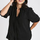Umgee Full Size Split Neck Boxy Cut Top with Piping Details Plus Size - Farnelli
