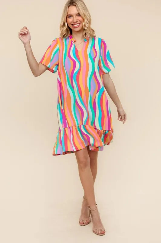 Haptics Tiered Woven Ruffle Hem Dress - Farnelli