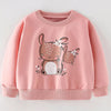 Children's Cute Animal Crew Neck Sweatshirt - Pale Blush