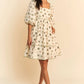 Davi & Dani Cactus Printed Poplin Contrast Piping Mini Dress - Farnelli