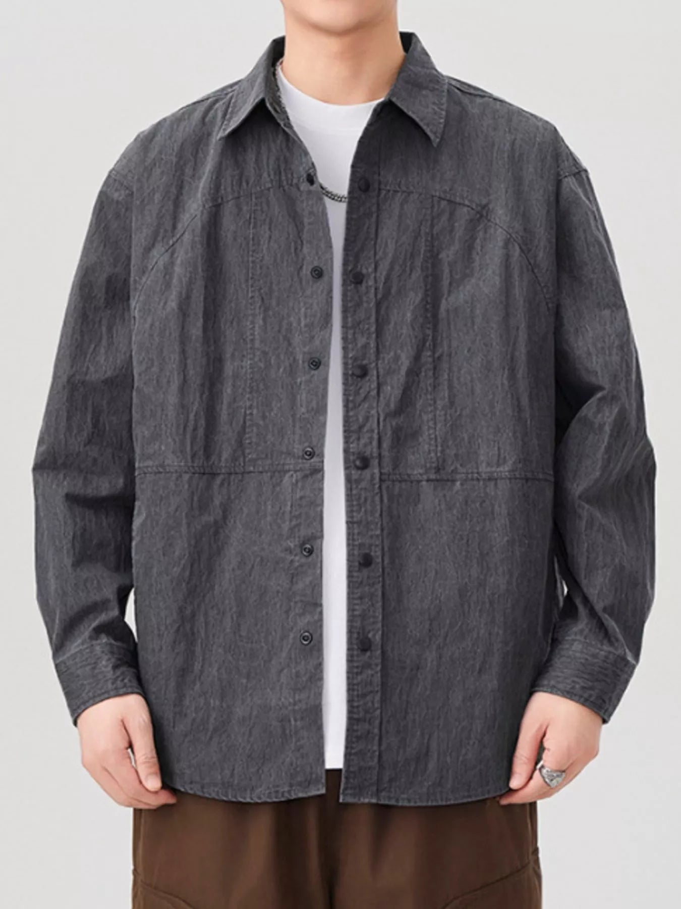 Men's Plus Size Button Up Long Sleeve Shirt - Farnelli