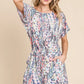BOMBOM Printed Short Sleeve Drawstring Romper - Farnelli