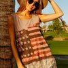BiBi American Flag Print Knit Sleeveless Top - TERRACOTTA