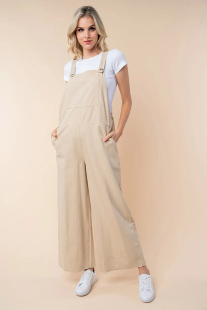 White Birch Sleeveless Wide Leg Jumpsuit - Farnelli