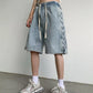 Men's Full Size Drawstring Loose Fit Denim Shorts Plus Size - Farnelli