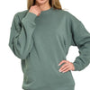 Zenana Fleece Round Neck Sweatshirts - ASH JADE
