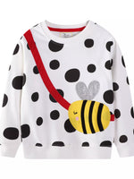 Children's Bee Applique Polka Dot Sweatshirt - Farnelli