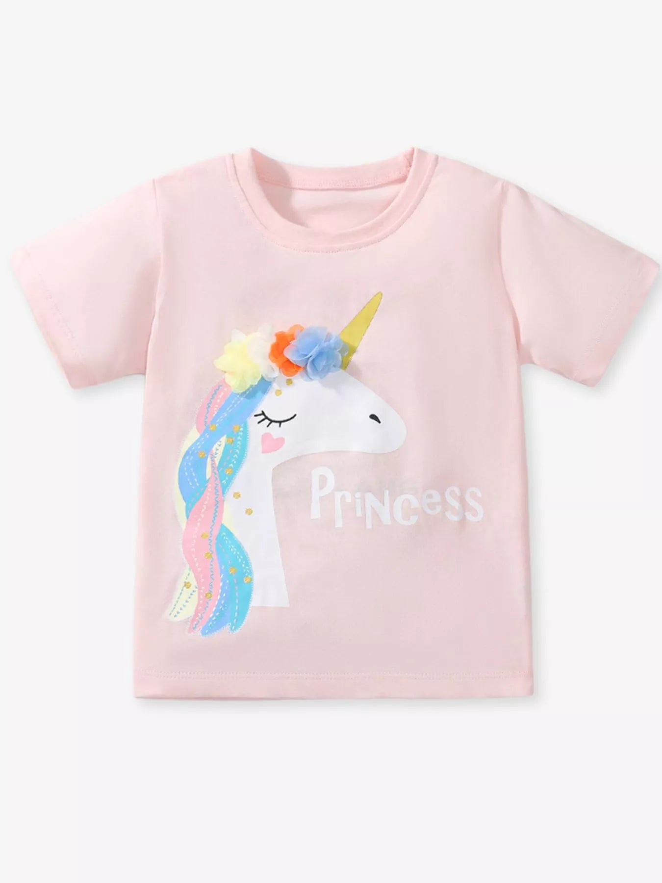 Children's Unicorn Graphic Round Neck T-Shirt - Farnelli