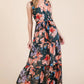Lime 'N' Chili Floral Print Sleeveless Tie Waist Maxi Dress - Farnelli