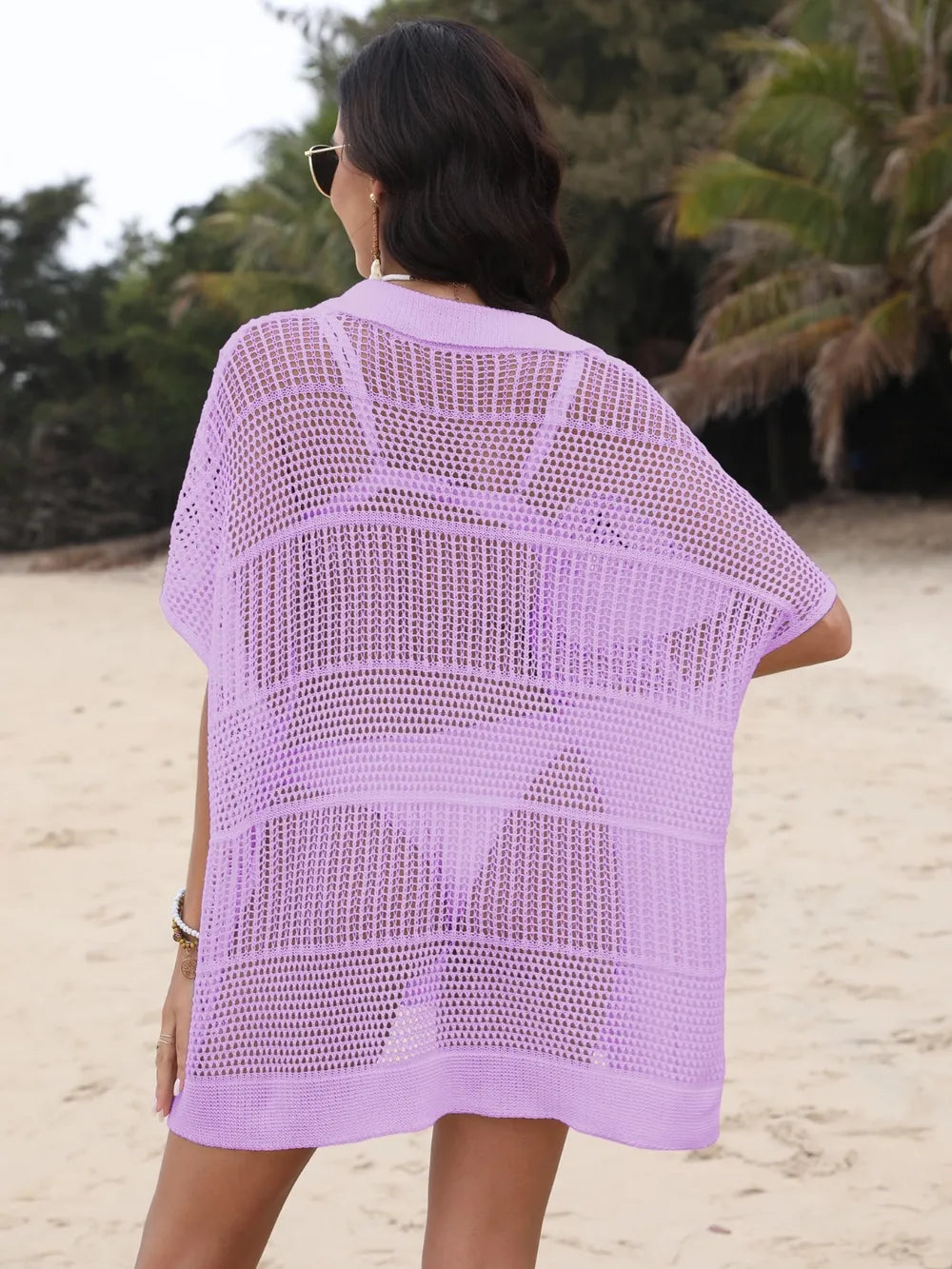 Hollow Out Collared Neck Cover-Up - Farnelli
