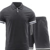 Men's Short Sleeve Polo and Shorts Set - Dark Gray