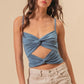 BiBi Rayon Span Jersey Knit Double Twist Front Cami Top - Farnelli