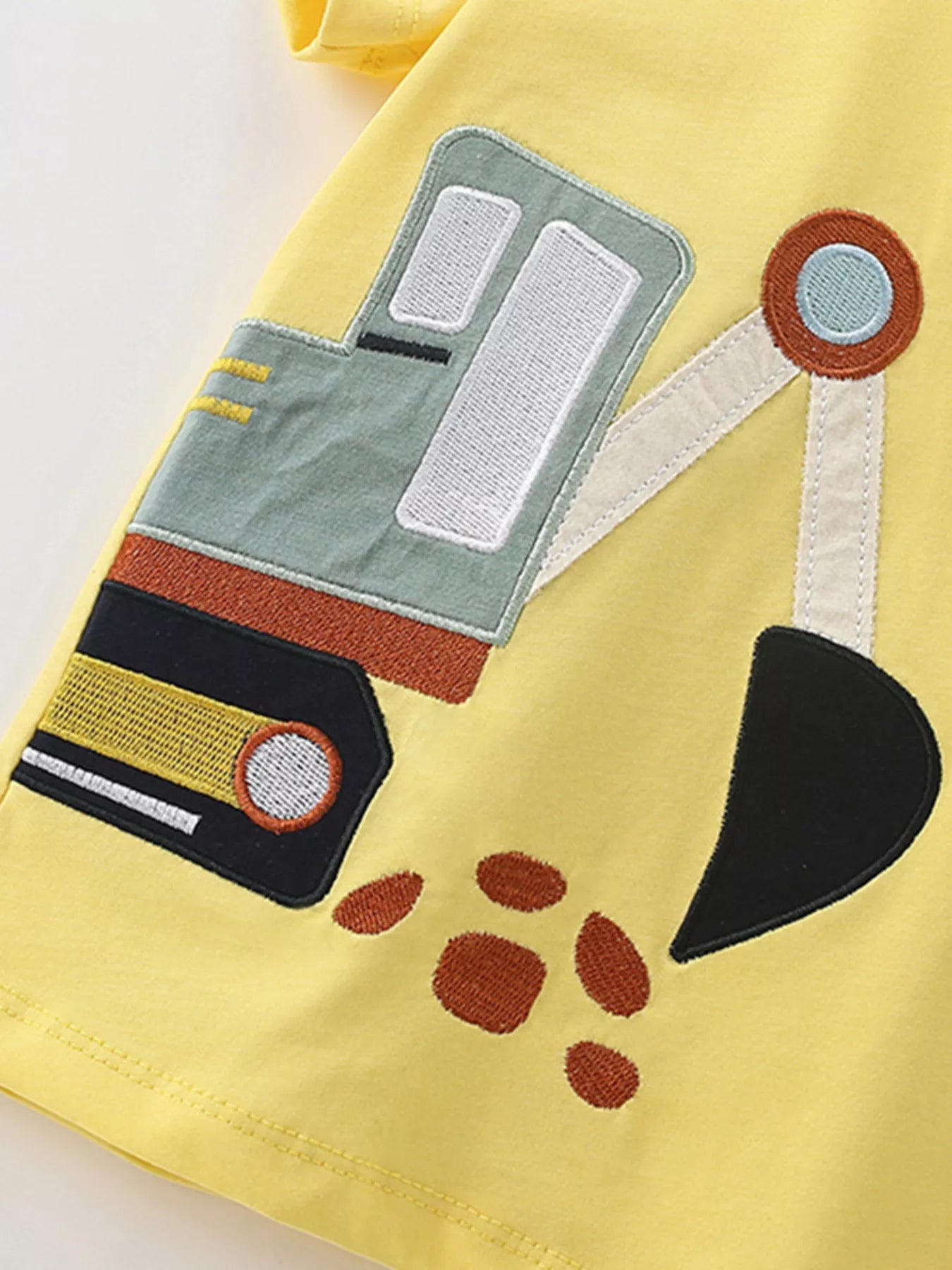 Children's Excavator & Truck Embroidered Two-Piece Set - Farnelli