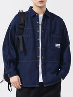 Men's Plus Size Button Up Long Sleeve Denim Shirt - Farnelli