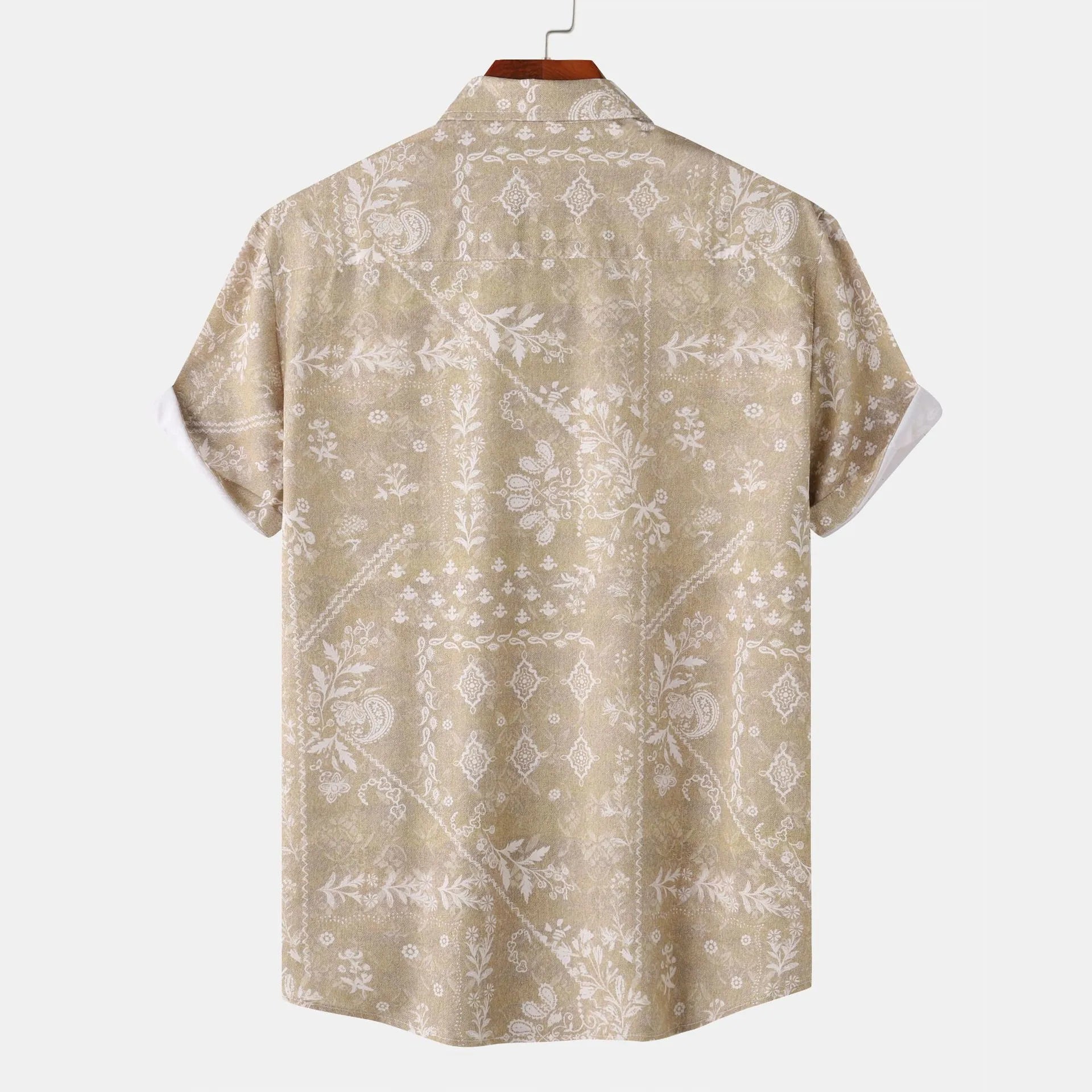 Men's Printed Short Sleeve Button-Up Shirt - Farnelli