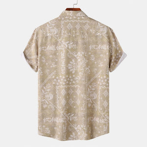 Men's Printed Short Sleeve Button-Up Shirt - Farnelli