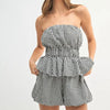 MABLE Gingham Tube Top and Shorts Set - Black