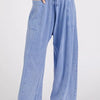 Mittoshop Mineral Wash Elastic Waist Baarrel Leg Baggy Pants - Peri Blue