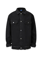 Men's Raw Hem Long Sleeve Denim Jacket - Farnelli