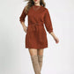 Umgee Drawstring Cable Knit Mini Dress with Pockets - Farnelli