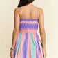 Davi & Dani Multi Color Ombre Printed Bodice Button Up Dress - Farnelli