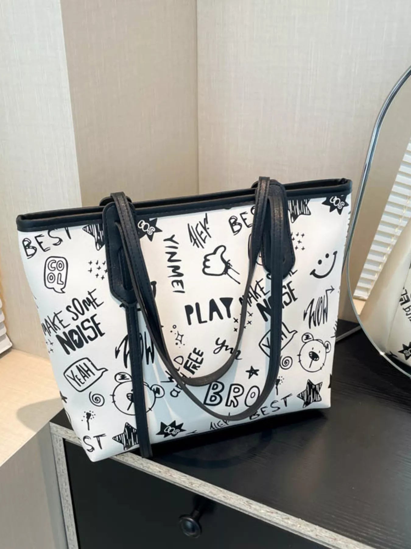 Graffiti Print Casual Tote Bag - Farnelli