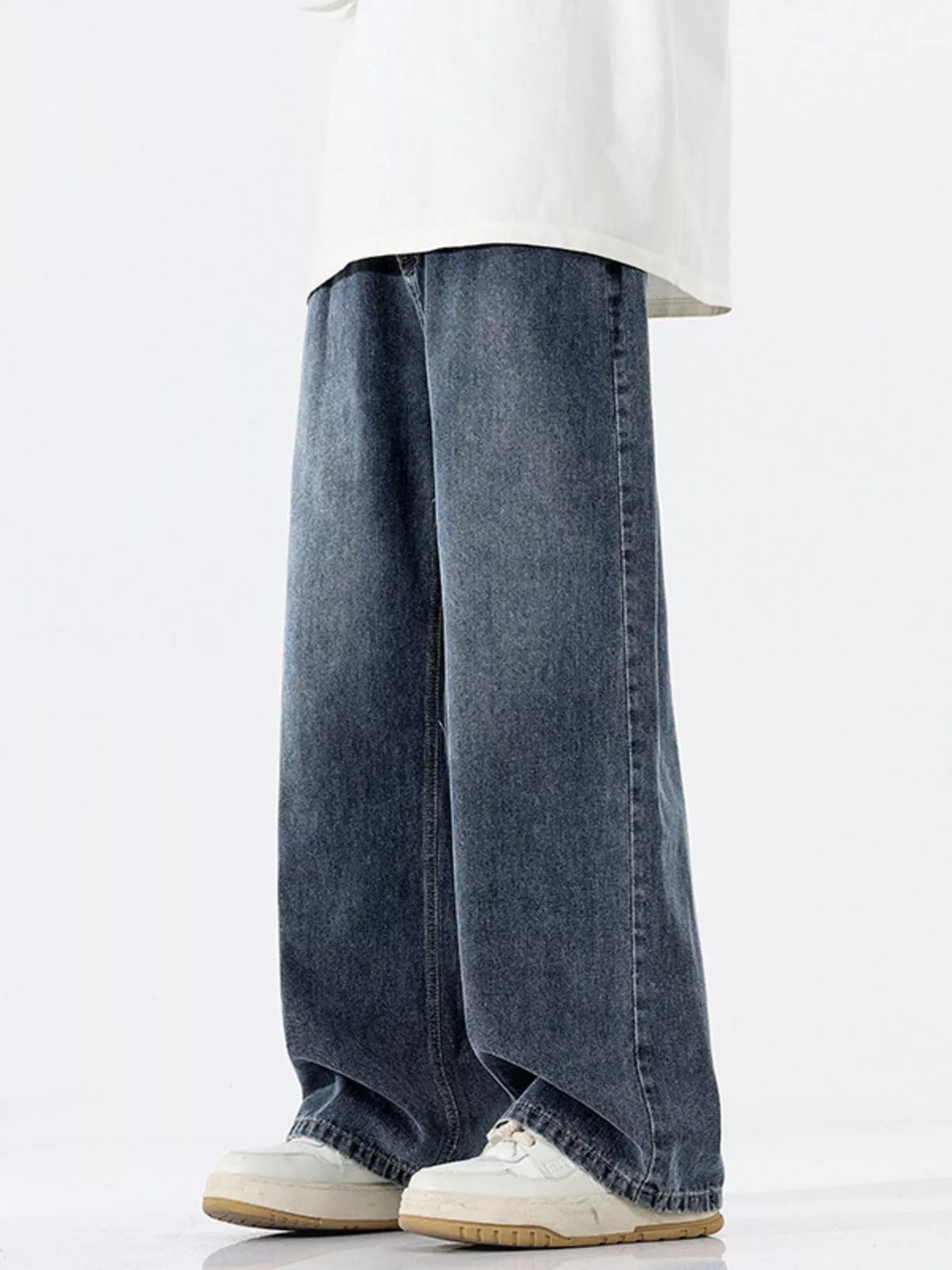 Men's Full Size Wide-Leg Relaxed Fit Jeans Plus Size - Farnelli