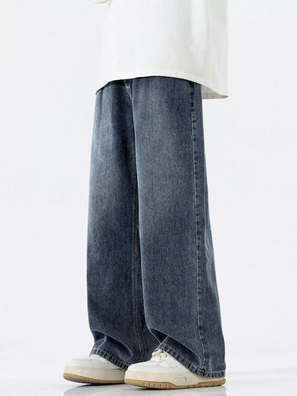 Men's Full Size Wide-Leg Relaxed Fit Jeans Plus Size - Farnelli