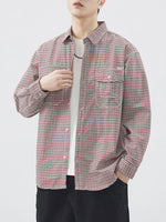 Men's Plus Size Plaid Button Up Long Sleeve Shirt - Farnelli