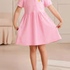 Children's Rainbow Embroidered Polo Dress - Blush Pink