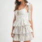 MABLE Floral Print Shoulder Tie Layered Mini Dress - Farnelli