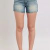 Judy Blue Full Size V-Front Vintage Wash Shorts Plus Size - MD
