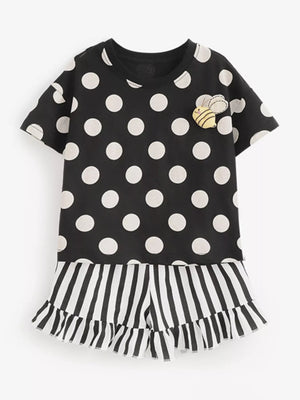 Children's Polka Dot Top and Ruffle Trim Shorts Set - Farnelli