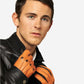 CA0322 (saddle) - Men's Italian cashmere lined deerskin dress driving gloves