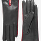CA0422 (black/red) – Italian lambskin leather gloves for women with cashmere lining
