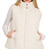 Zenana High Neck Zip-Up Vest Coat - CREAM