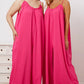 Double Take Full Size Ruffle Trim Tie Back Cami Jumpsuit with Pockets - Farnelli