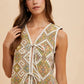 Annie Wear Ethnic Woven Jacquard Tie Front Vest - Farnelli